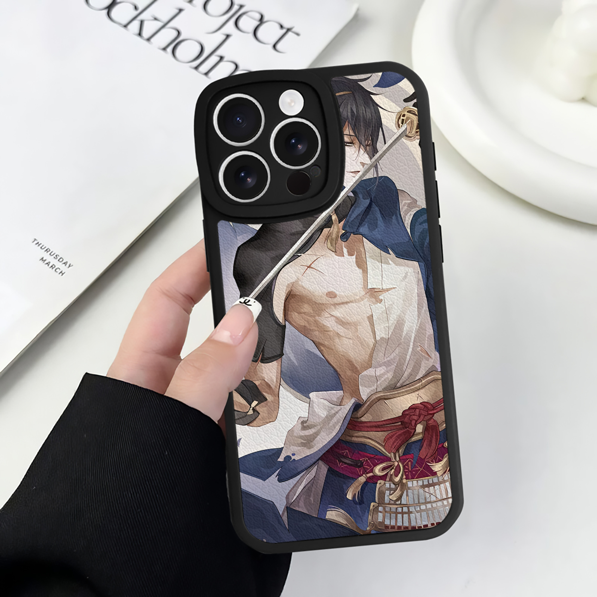 （画像用） 刀剣乱舞 Touken Ranbu 【iPhone 16シリーズ対応】シリコンスマホケース（レザー調） 材質：シリコン